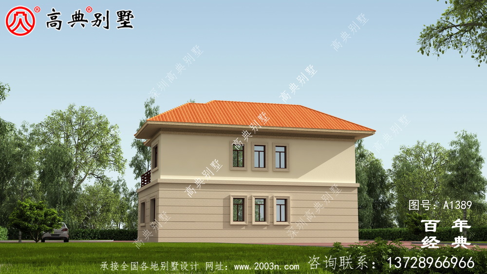 鄉(xiāng)村二層帶車庫別墅自建房設(shè)計圖設(shè)計效果圖_別墅設(shè)計圖紙