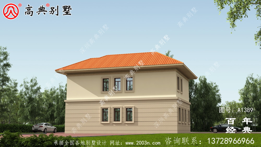 鄉(xiāng)村二層帶車庫別墅自建房設(shè)計圖設(shè)計效果圖_別墅設(shè)計圖紙
