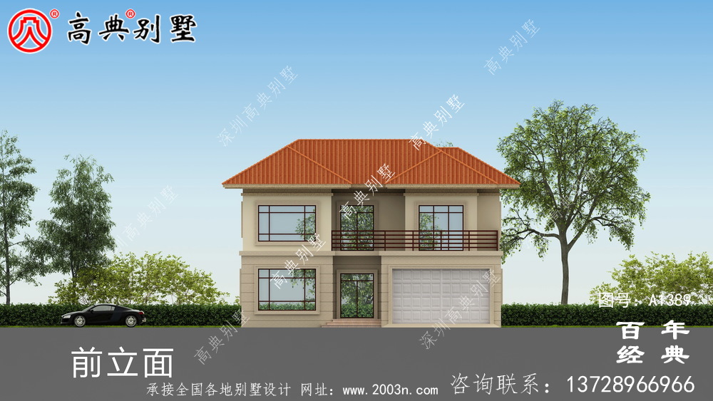 鄉(xiāng)村二層帶車庫別墅自建房設(shè)計圖設(shè)計效果圖_別墅設(shè)計圖紙