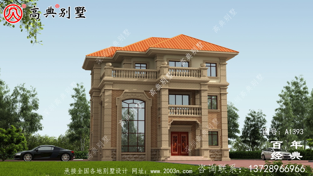 三層歐式別墅樓房外觀設計圖_鄉村別墅設計圖紙