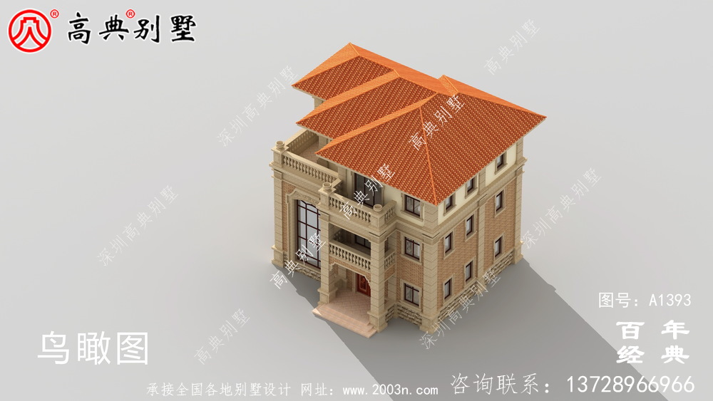 三層歐式別墅樓房外觀設計圖_鄉村別墅設計圖紙