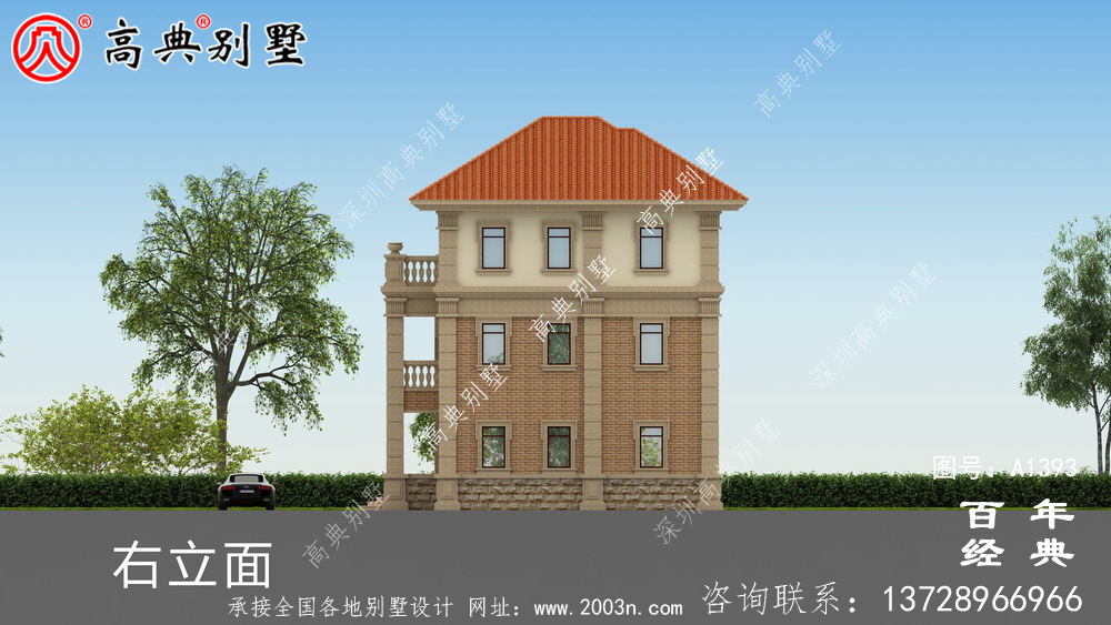 三層歐式別墅樓房外觀設計圖_鄉村別墅設計圖紙