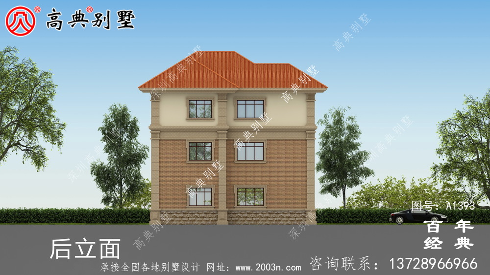 三層歐式別墅樓房外觀設計圖_鄉村別墅設計圖紙