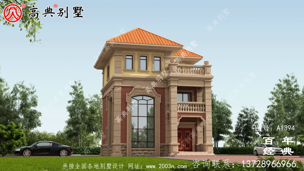 復式三層歐式別墅整套工程圖紙_鄉村別墅設計圖紙
