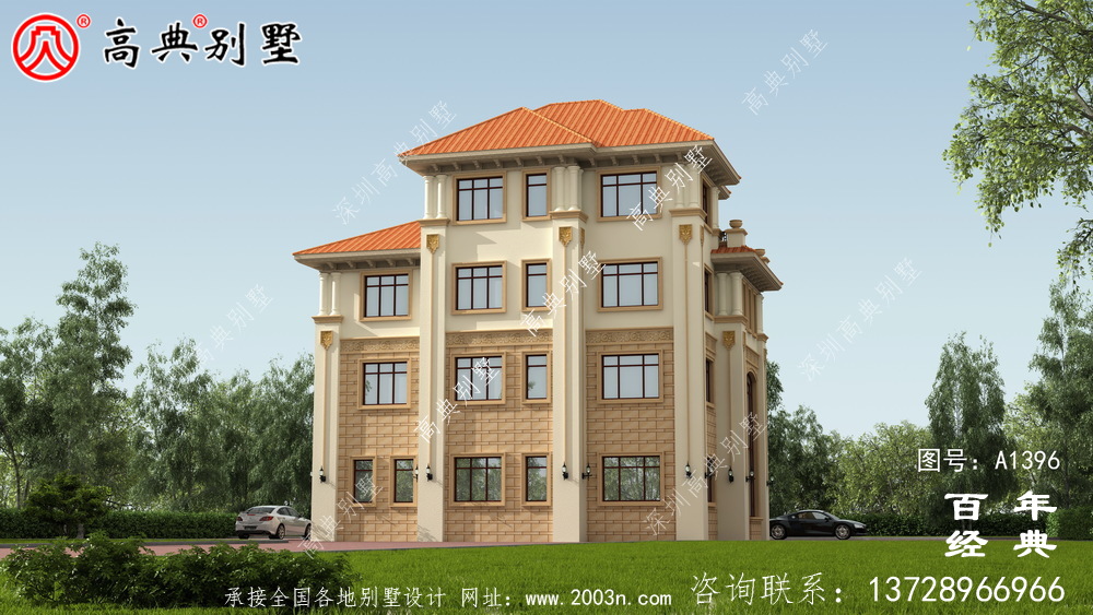 復式四層歐式別墅整套工程圖紙_鄉村別墅設計圖紙