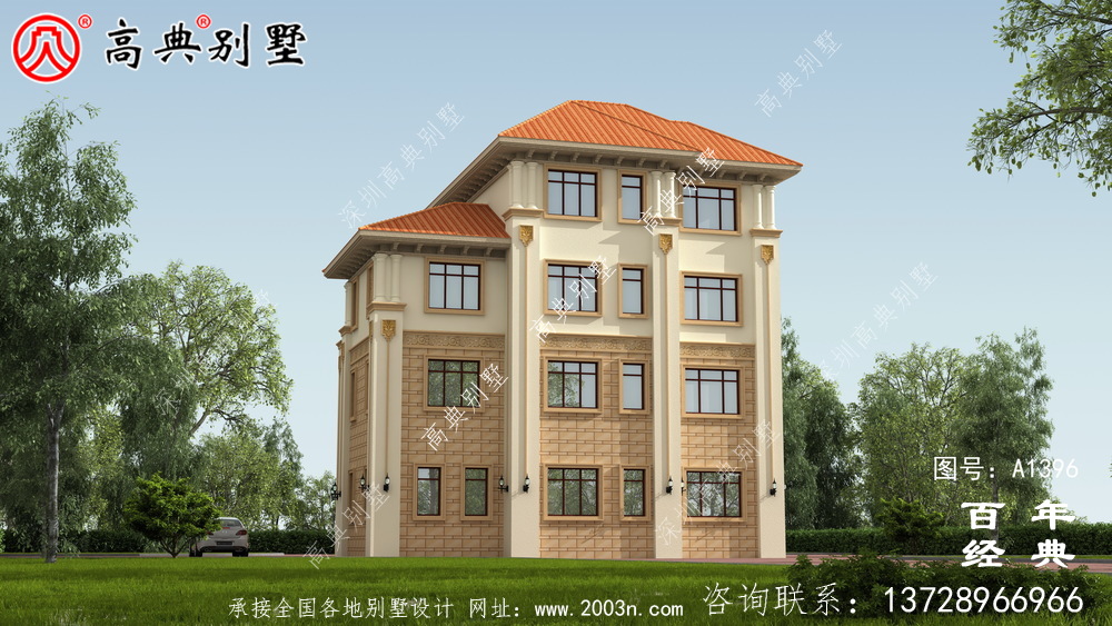 復式四層歐式別墅整套工程圖紙_鄉村別墅設計圖紙