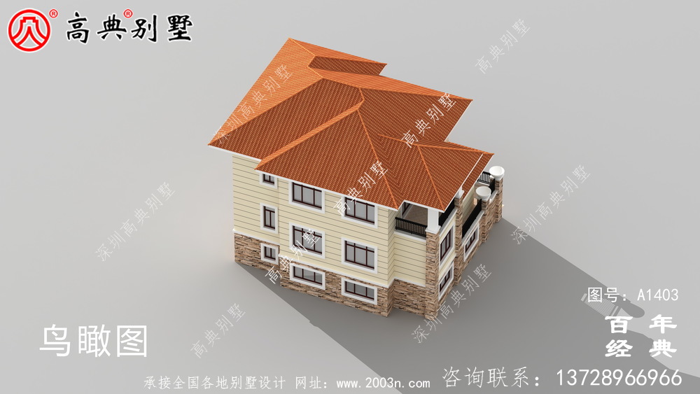 超豪華三層鄉村別墅外觀設計效果圖_鄉村三層別墅設計圖