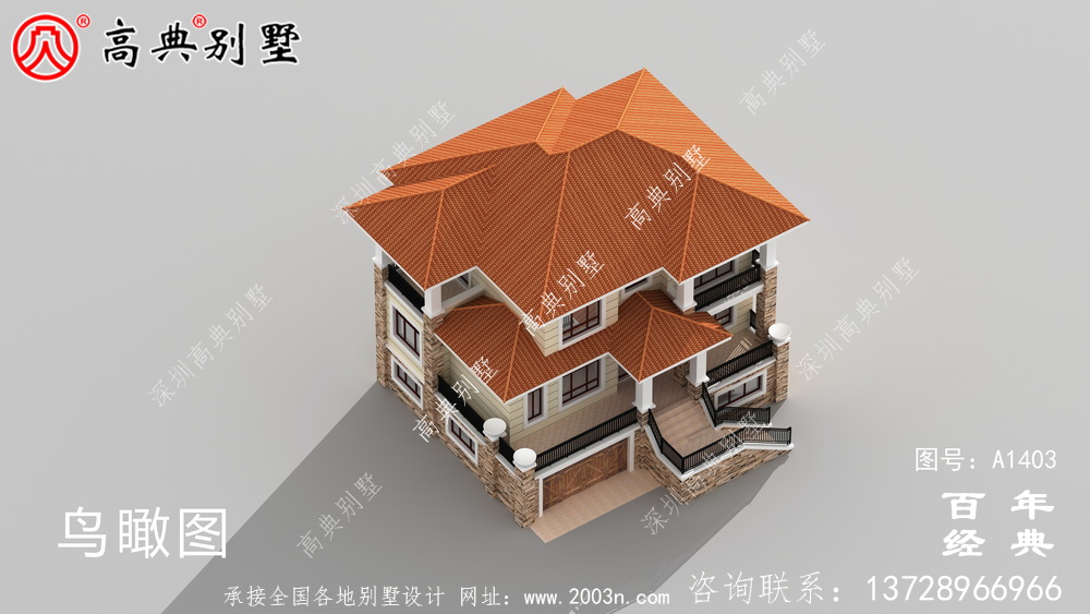 超豪華三層鄉村別墅外觀設計效果圖_鄉村三層別墅設計圖