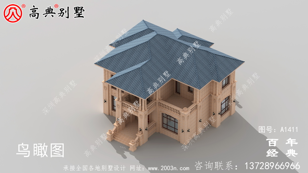 歐式兩層小洋樓別墅外觀效果圖 二層小洋樓外觀效果圖