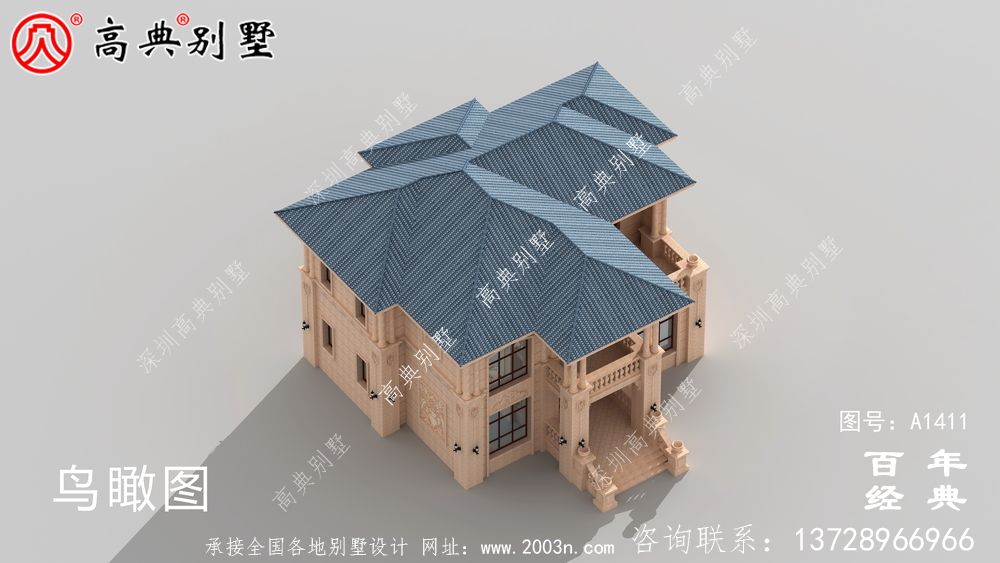 歐式兩層小洋樓別墅外觀效果圖 二層小洋樓外觀效果圖