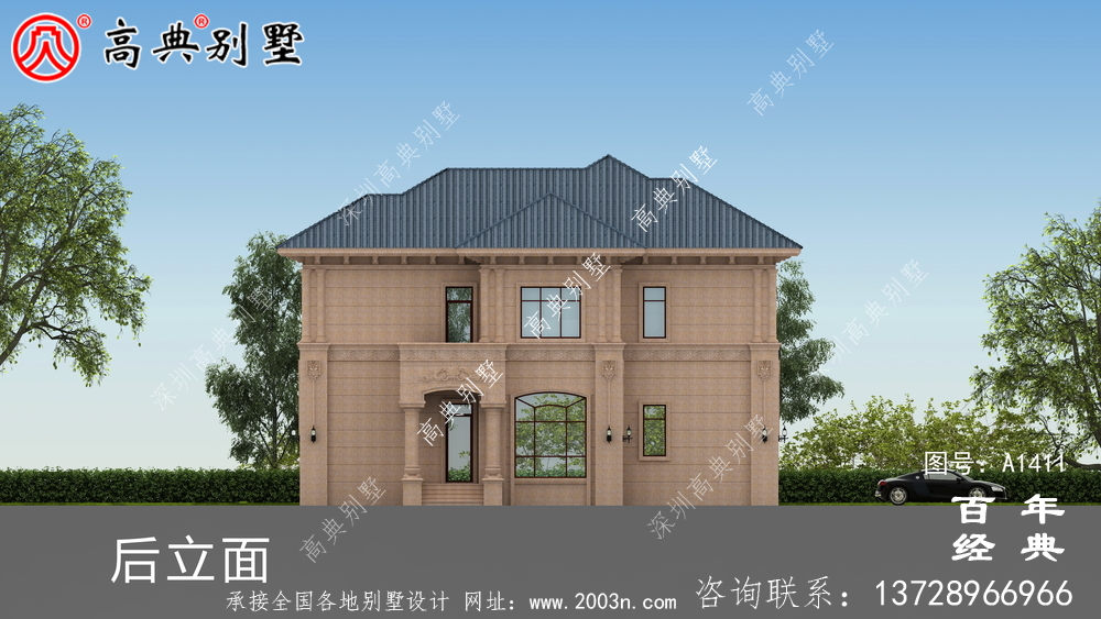 歐式兩層小洋樓別墅外觀效果圖 二層小洋樓外觀效果圖