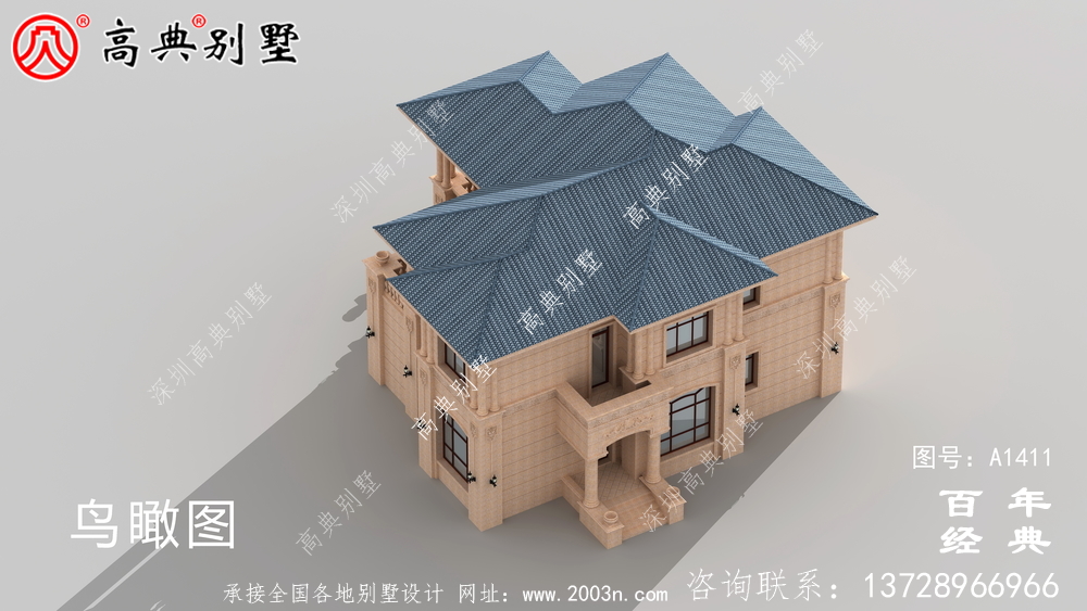歐式兩層小洋樓別墅外觀效果圖 二層小洋樓外觀效果圖