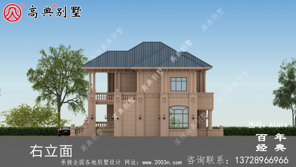 歐式兩層小洋樓別墅外觀效果圖 二層小洋樓外觀效果圖