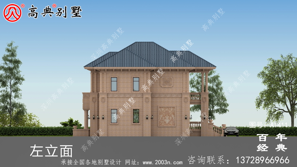 歐式兩層小洋樓別墅外觀效果圖 二層小洋樓外觀效果圖