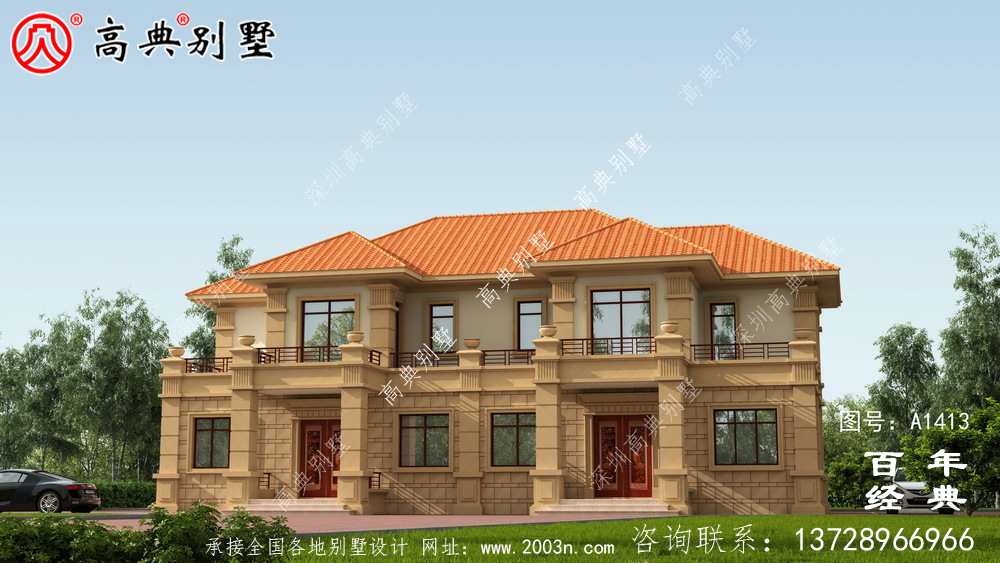 兩層雙拼歐式別墅設(shè)計(jì)圖紙_農(nóng)村雙拼別墅圖紙