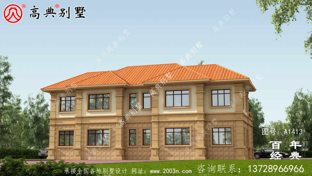 兩層雙拼歐式別墅設(shè)計(jì)圖紙_農(nóng)村雙拼別墅圖紙