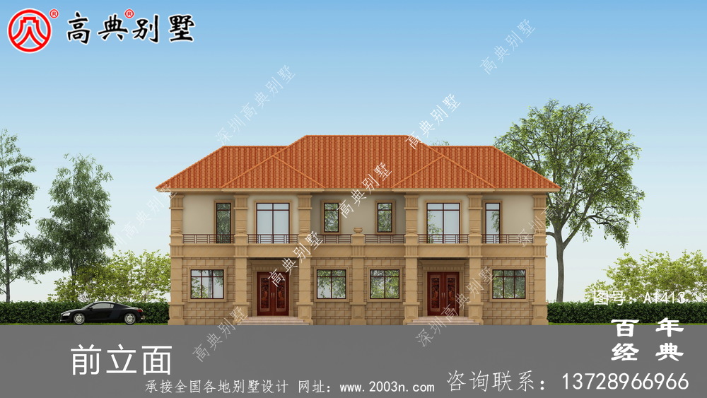 兩層雙拼歐式別墅設(shè)計(jì)圖紙_農(nóng)村雙拼別墅圖紙