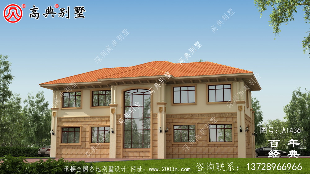 自建兩層歐式雙拼別墅設計圖紙和效果圖_農村兩層別墅設計