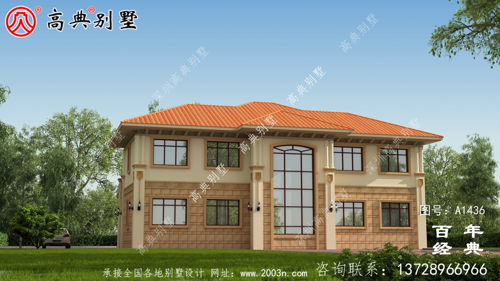 自建兩層歐式雙拼別墅設計圖紙和效果圖_農村兩層別墅設計