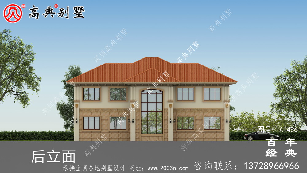 自建兩層歐式雙拼別墅設計圖紙和效果圖_農村兩層別墅設計