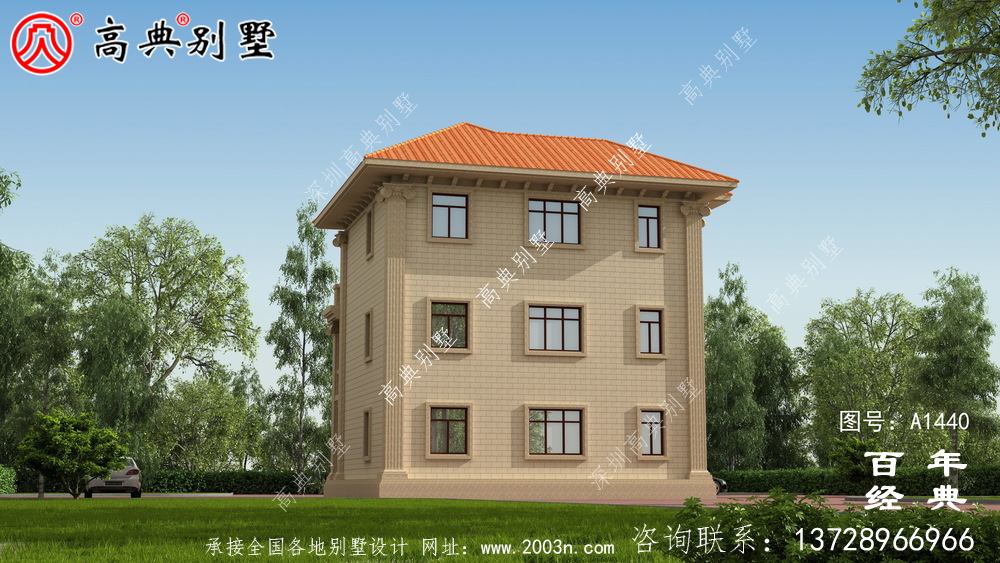 新農村復式帶三層樓的別墅設計圖與效果圖_三層鄉村房屋設計圖