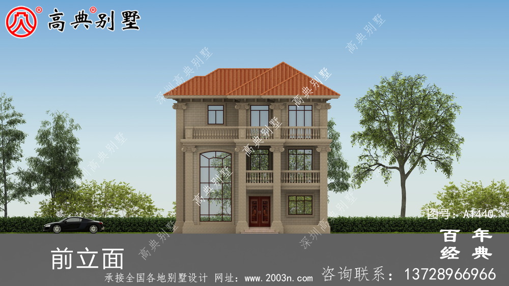 新農村復式帶三層樓的別墅設計圖與效果圖_三層鄉村房屋設計圖