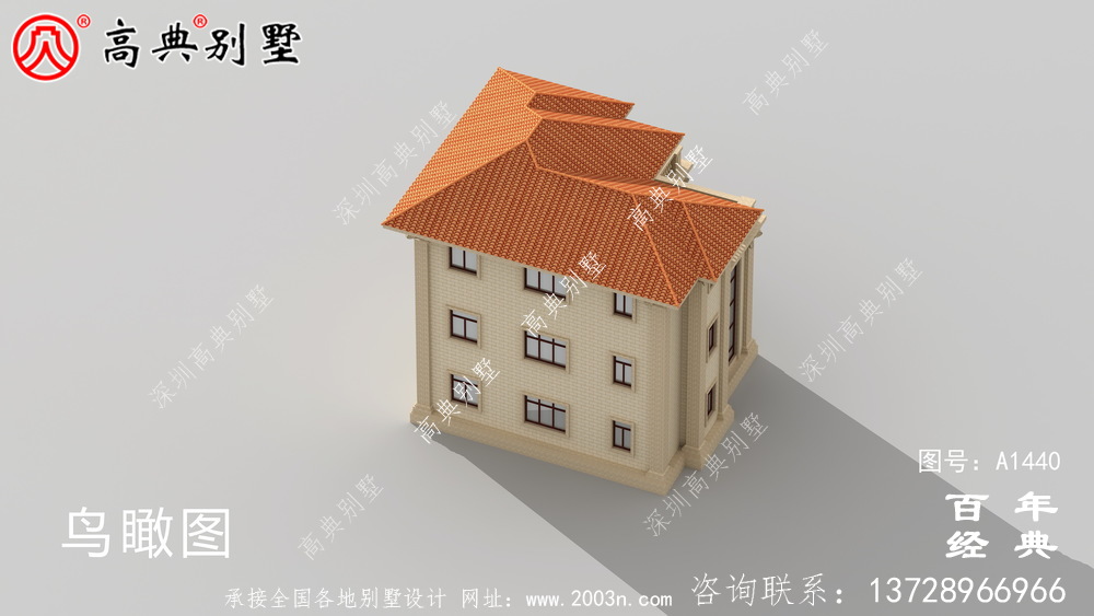 新農村復式帶三層樓的別墅設計圖與效果圖_三層鄉村房屋設計圖