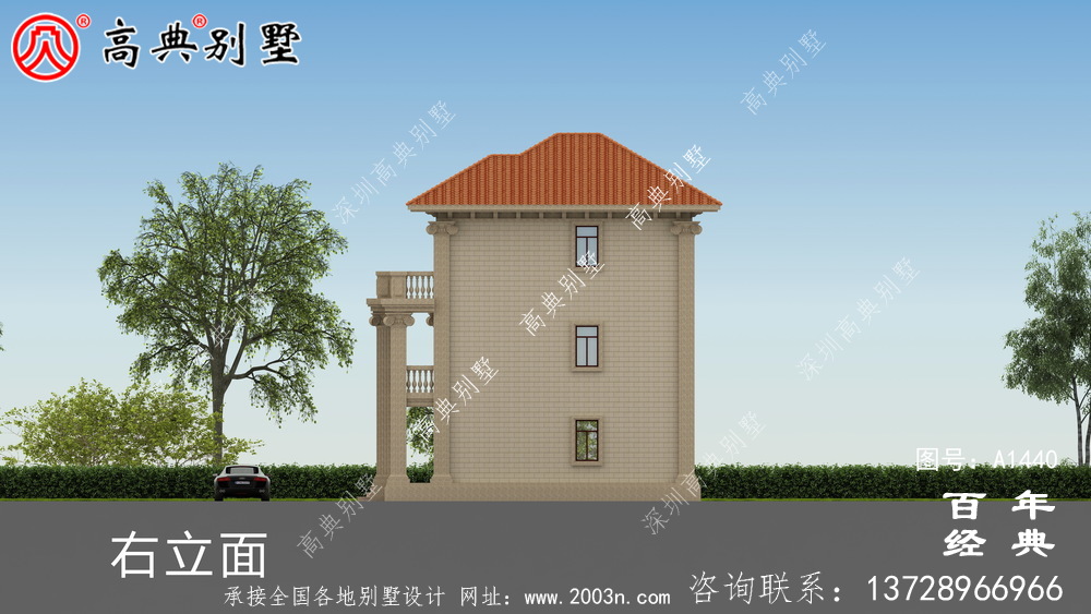 新農村復式帶三層樓的別墅設計圖與效果圖_三層鄉村房屋設計圖