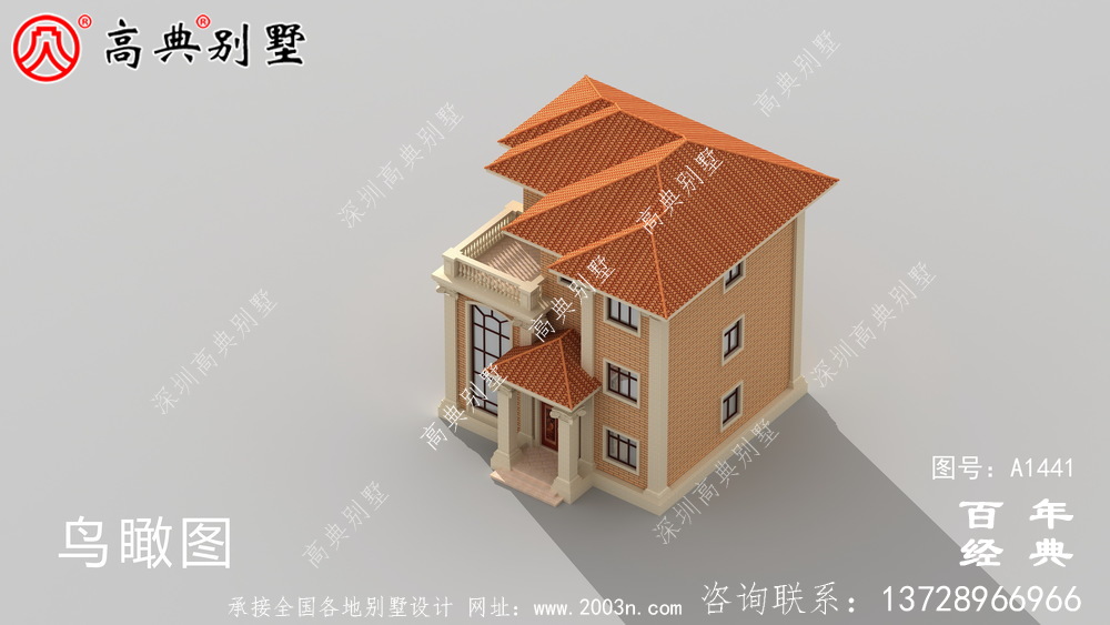 新農村建設小復式三層別墅設計圖紙及設計效果圖_三層農村房屋設計圖
