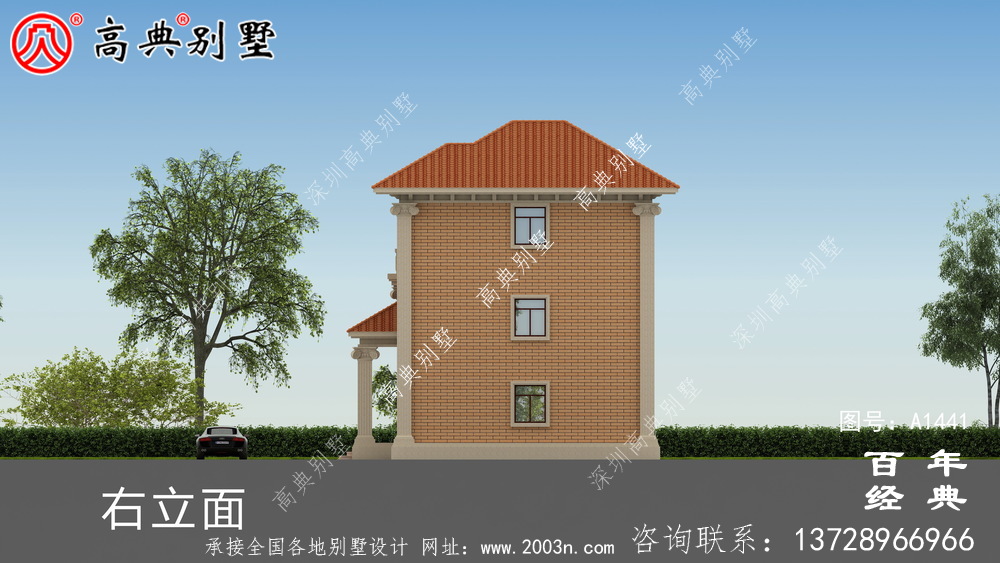 新農村建設小復式三層別墅設計圖紙及設計效果圖_三層農村房屋設計圖