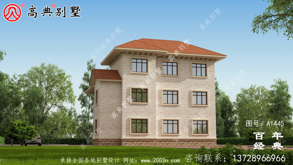歐式古典三層別墅設(shè)計圖紙及設(shè)計效果圖_鄉(xiāng)村三層別墅設(shè)計