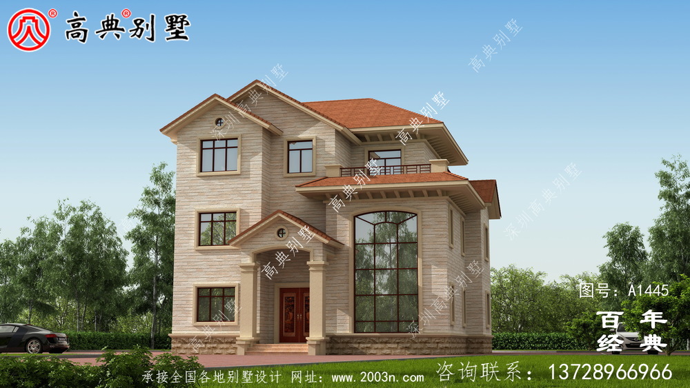 歐式古典三層別墅設(shè)計圖紙及設(shè)計效果圖_鄉(xiāng)村三層別墅設(shè)計