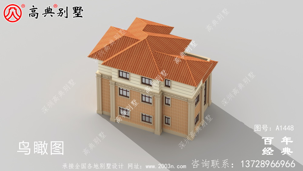 歐式三層帶露臺豪華別墅設計圖紙_農村獨棟別墅圖紙