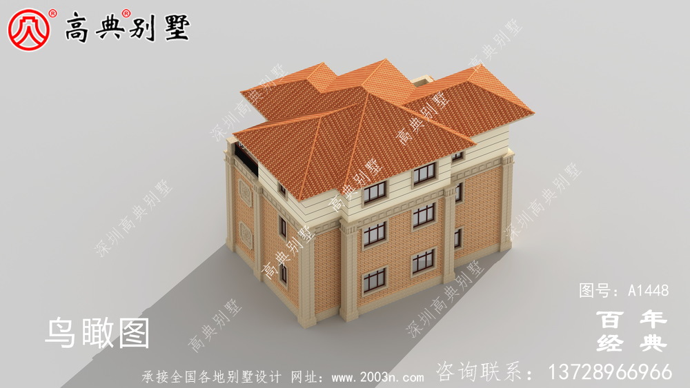 歐式三層帶露臺豪華別墅設計圖紙_農村獨棟別墅圖紙