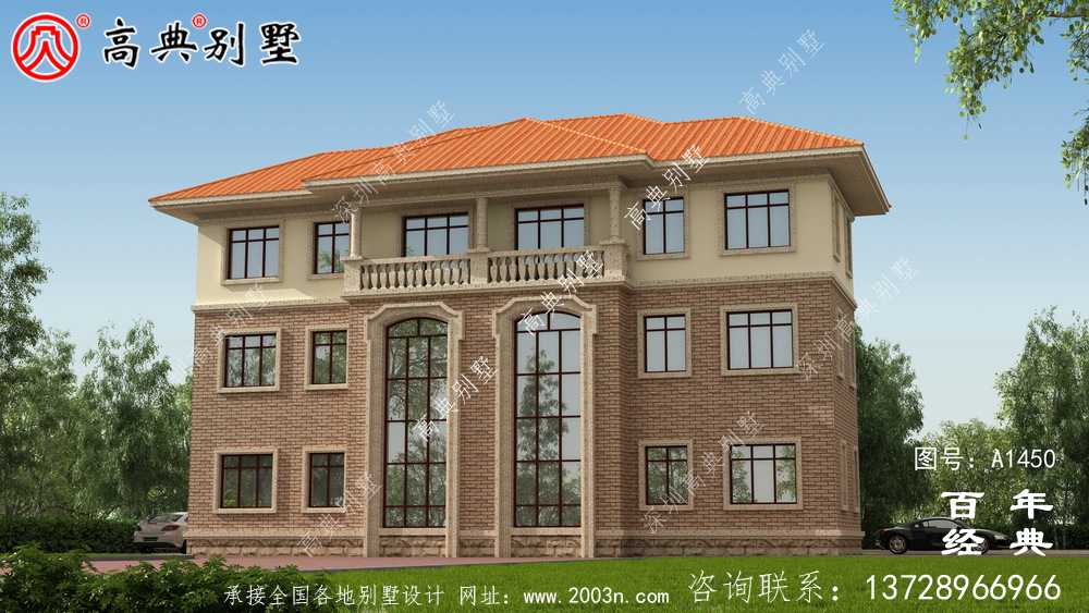 大復式三層歐式雙拼別墅設計圖紙及設計效果圖_鄉村三層別墅設計