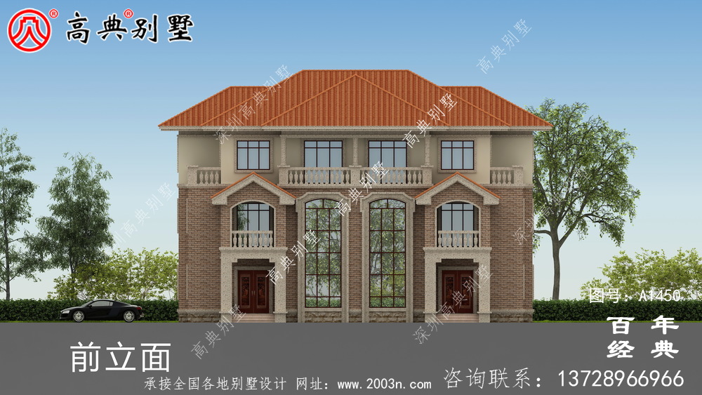 大復式三層歐式雙拼別墅設計圖紙及設計效果圖_鄉村三層別墅設計