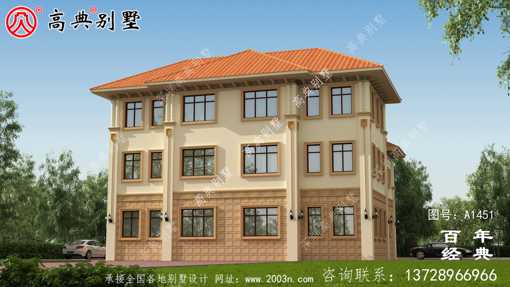 歐式雙拼典雅三層別墅設計圖紙及設計效果圖_鄉(xiāng)村三層別墅設計