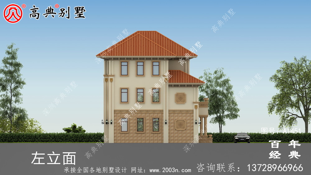 歐式雙拼典雅三層別墅設計圖紙及設計效果圖_鄉(xiāng)村三層別墅設計