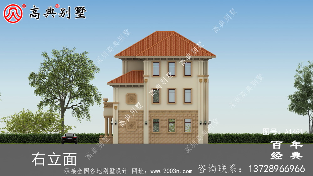 歐式雙拼典雅三層別墅設計圖紙及設計效果圖_鄉(xiāng)村三層別墅設計