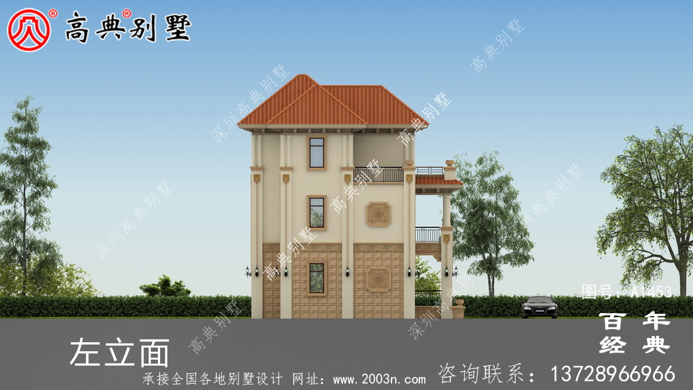 小復式三層農村別墅設計圖紙_農村獨棟別墅圖紙
