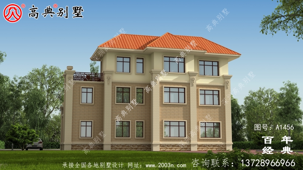 復式三層豪華歐式別墅設計效果圖_鄉村三層別墅設計