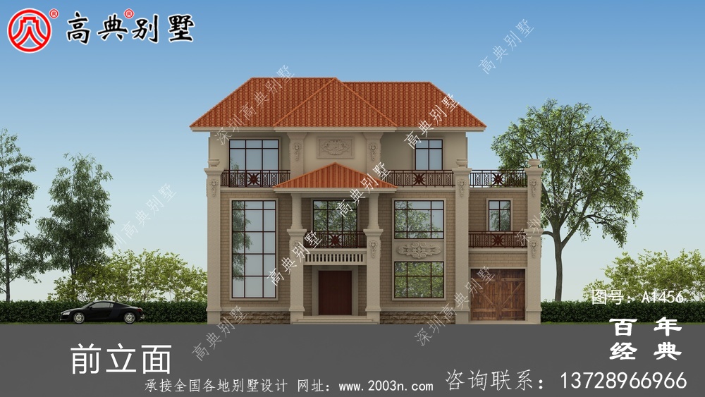 復式三層豪華歐式別墅設計效果圖_鄉村三層別墅設計