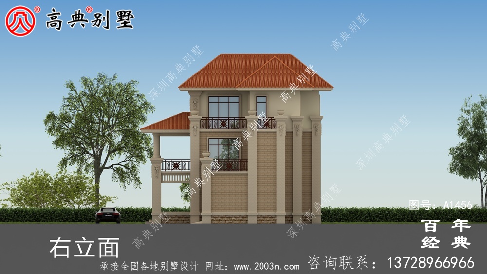 復式三層豪華歐式別墅設計效果圖_鄉村三層別墅設計