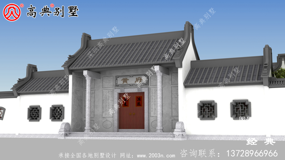 新中式兩層宏偉別墅設計圖紙和效果圖_農(nóng)村兩層別墅設計