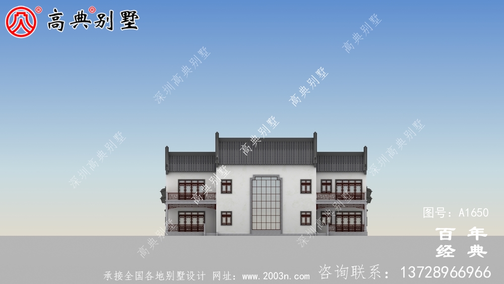 新中式兩層宏偉別墅設計圖紙和效果圖_農(nóng)村兩層別墅設計