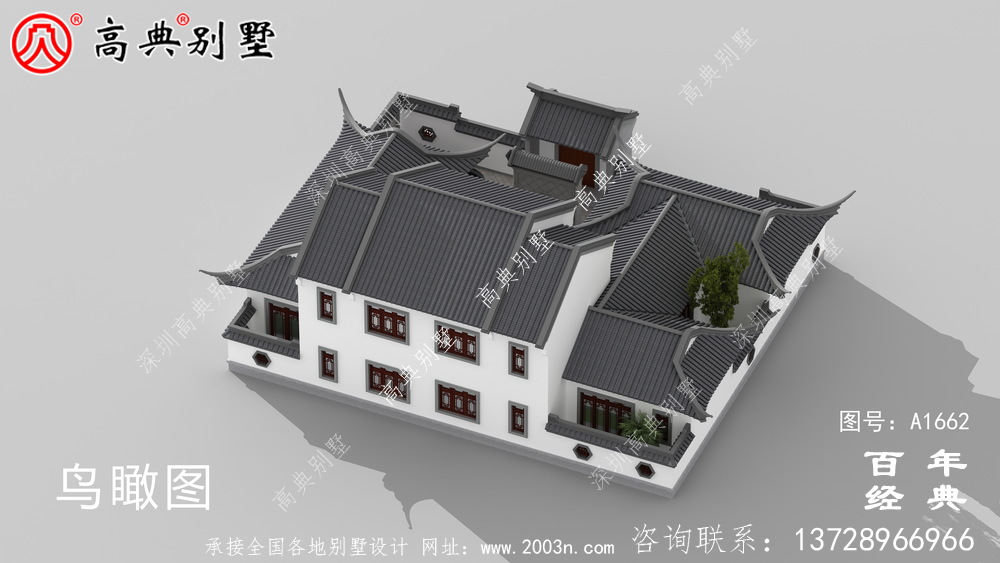 新中式兩層氣派別墅設計圖紙和效果圖_農村兩層別墅設計