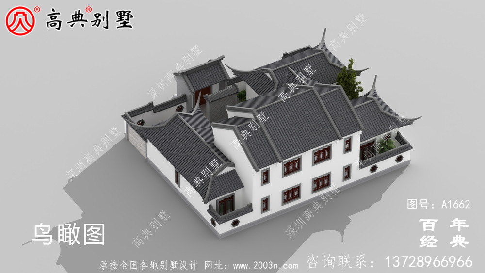新中式兩層氣派別墅設計圖紙和效果圖_農村兩層別墅設計