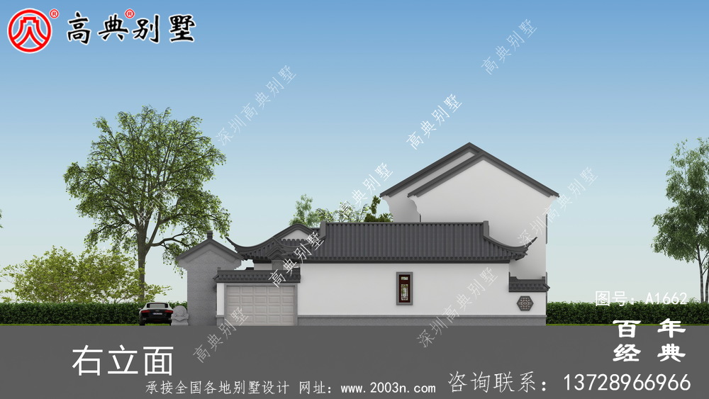 新中式兩層氣派別墅設計圖紙和效果圖_農村兩層別墅設計