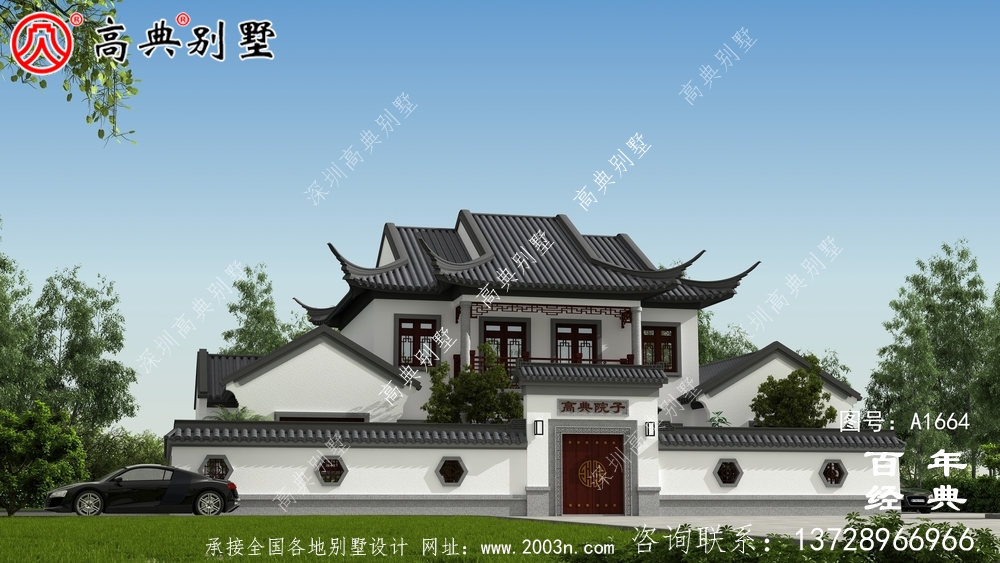 中式兩層蘇式園林別墅設(shè)計(jì)圖紙和效果圖_農(nóng)村兩層別墅設(shè)計(jì)