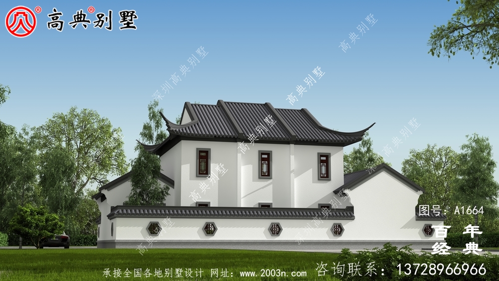 中式兩層蘇式園林別墅設(shè)計(jì)圖紙和效果圖_農(nóng)村兩層別墅設(shè)計(jì)